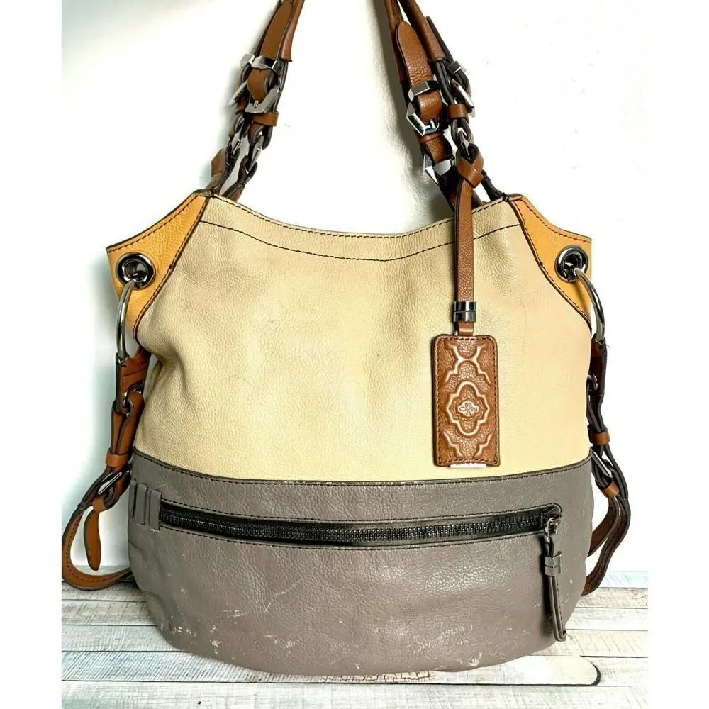 orYANY MULTI BEIGE GRAY GENUINE LEATHER MESSENGER X-BODY SHOULDER BAG HANDBAG